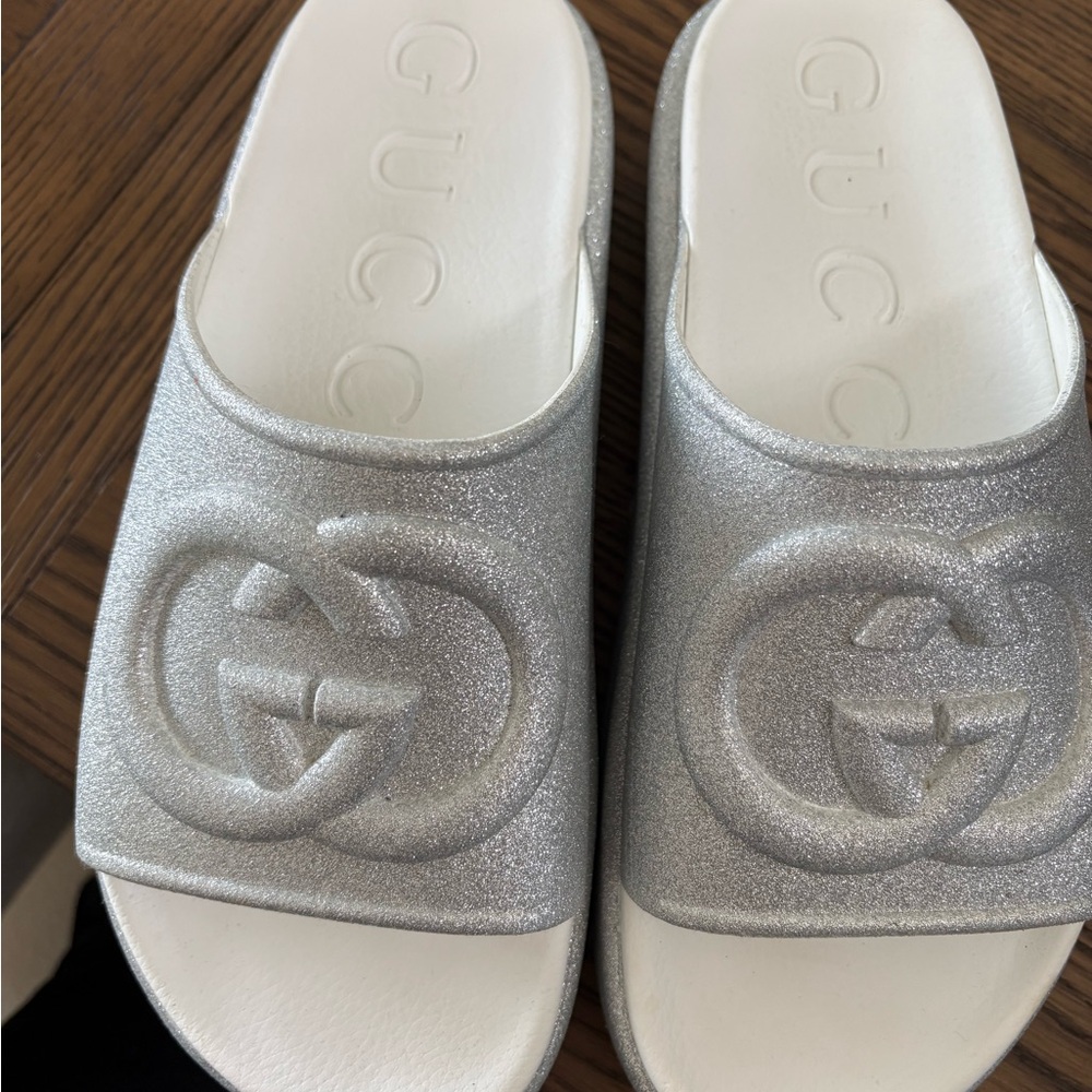 Gucci Women's Silver Slide Sandals